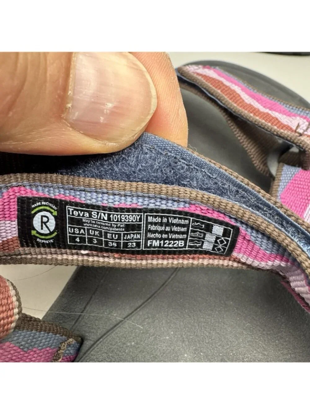 Teva Shoes Girls Size 4 Multi Color Sport Sandals Hook & Loop Hiking 1019390Y